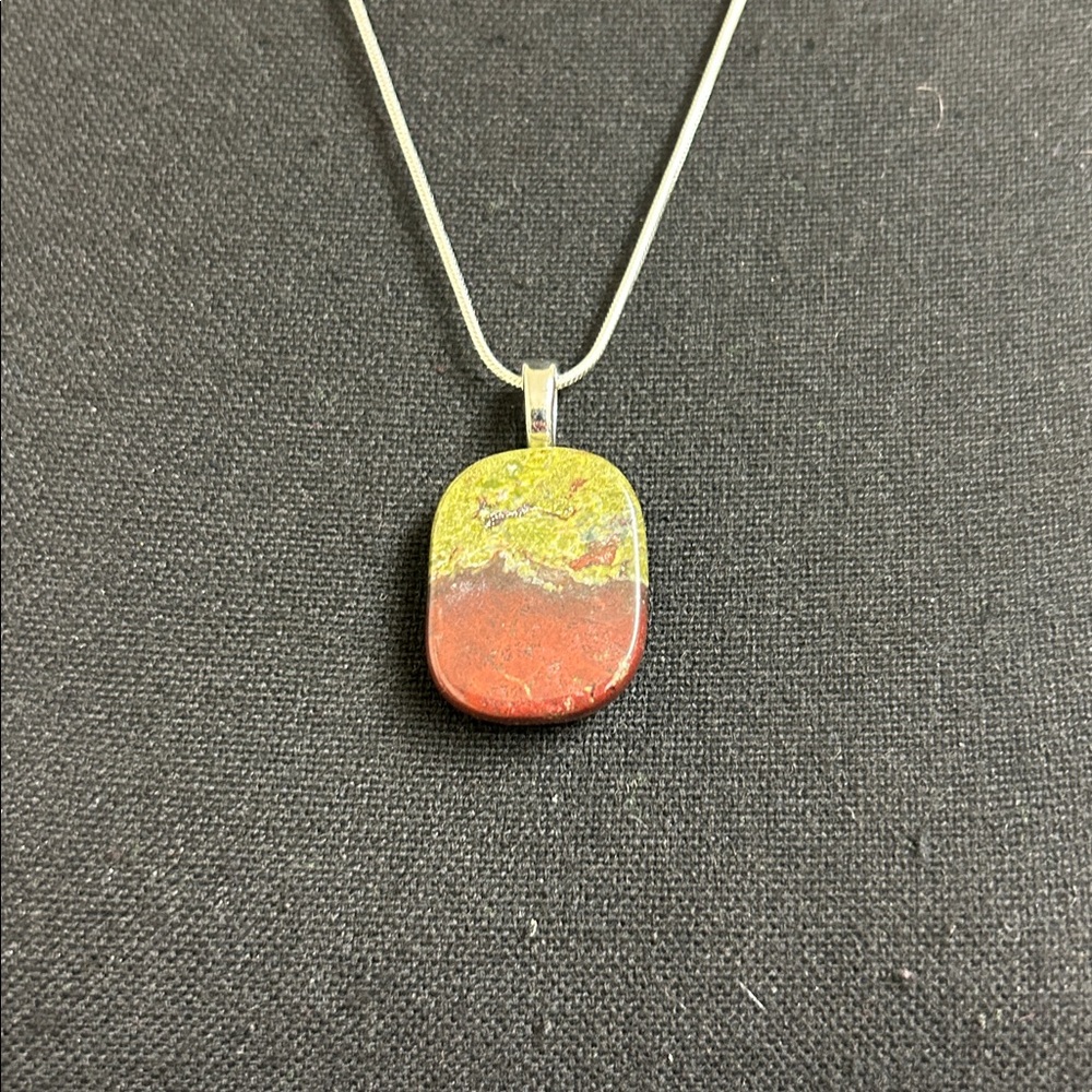 Necklace Jasper/Bloodstone handmade necklace, Silver chain 22” - Picture 3 of 6